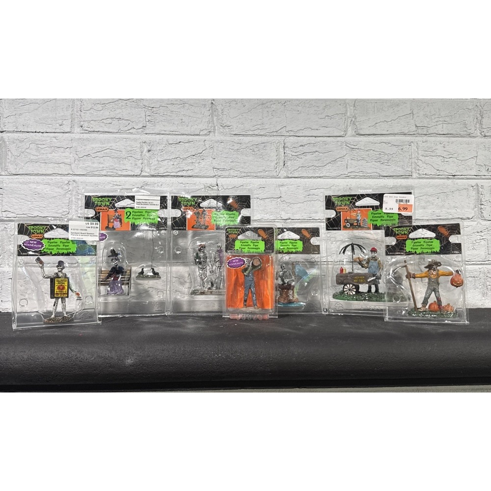 Lemax Spooky Town Halloween Accessory Figures Lot Skeleton Characters Hot Dog